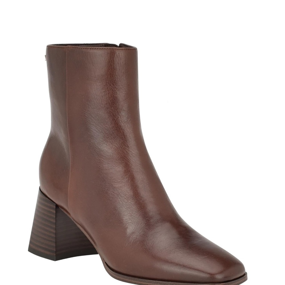 Calvin Klein Women's Broma Mid Calf Boot Brown Heeled Boots, Brand New - Picture 1 of 10